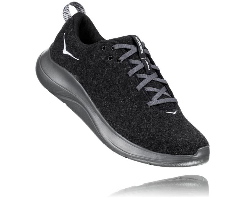 Hoka One One Hupana Flow Wool - Tenis Corrida Largos Homem Pretas / Cinzentas Escuro | PT-L0o775X